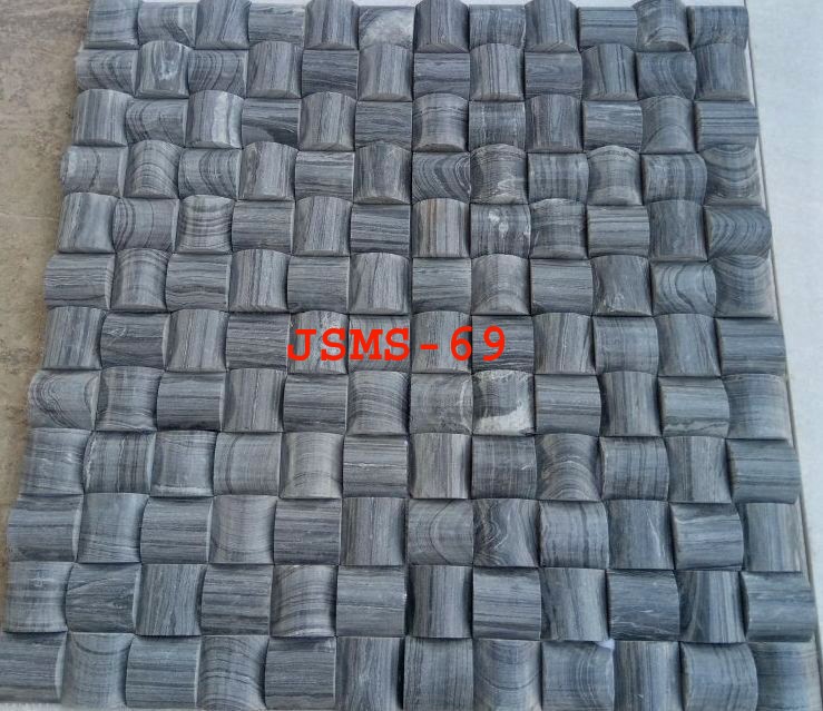 Black Marble Stone Mosaic Tiles  In 3D Pattern